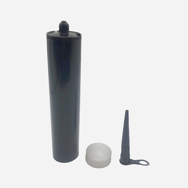 Kartusz jednoskładnikowy do klejów i żywic, tuba + tłok + zatyczka, czarny 300 ml