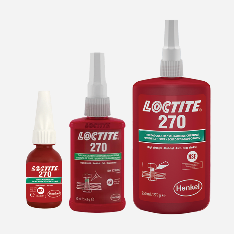 Klej anaerobowy Loctite 270 Wysoka wytrzymałość, Zielony, do zabezpieczenia gwintów metalowych, śrub, atest P1 NSF 
