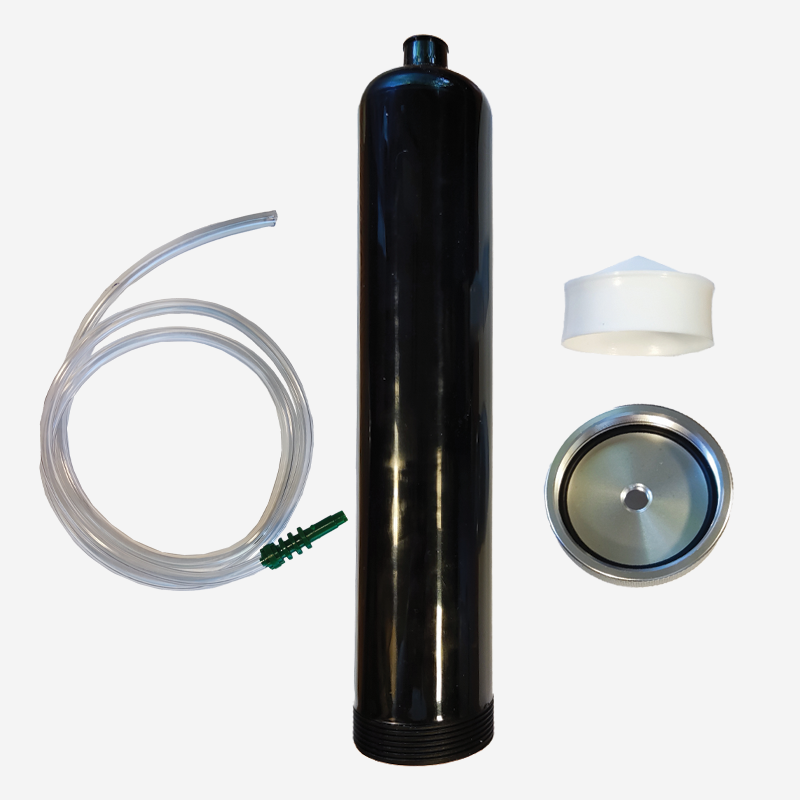 Strzykawka ciśnieniowa z gwintem wewnętrznym 500 ml do kleju / żywic / past, zestaw tuba + tłok + aluminiowa nakrętka Czarna