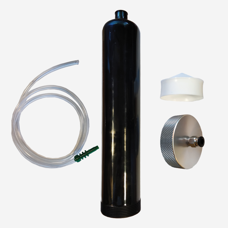 Strzykawka ciśnieniowa z gwintem wewnętrznym 500 ml do kleju / żywic / past, zestaw tuba + tłok + aluminiowa nakrętka Czarna