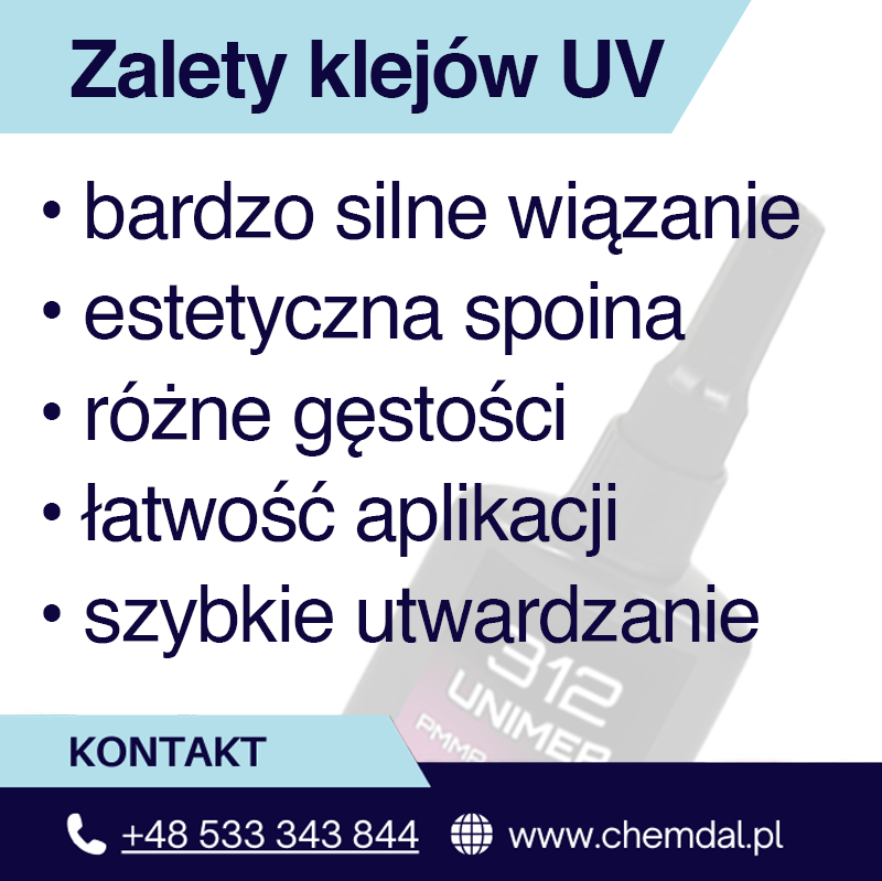 Klej UV do tworzyw / plastiku, pleksi, PC, PVC Unimer 312 rzadki